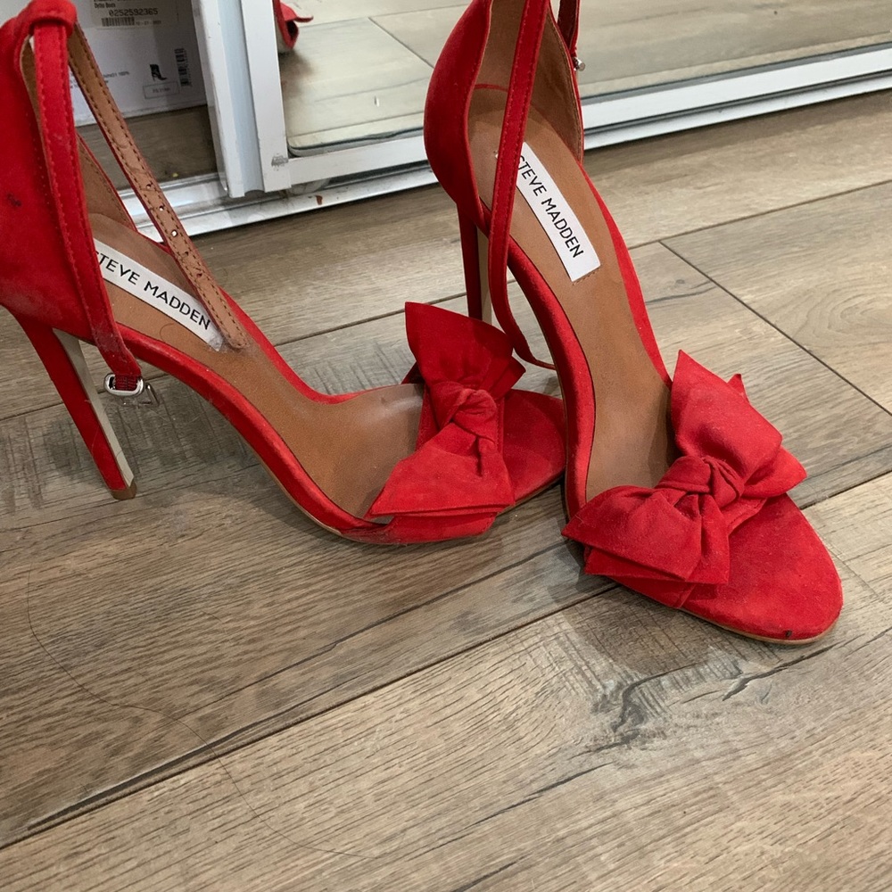 Red Steve Madden strappy heels